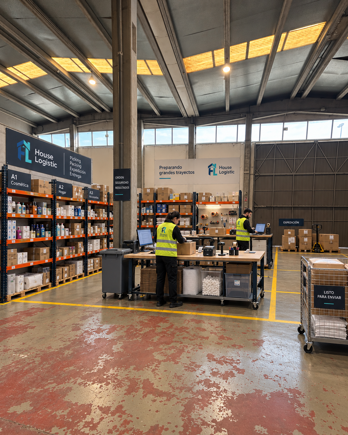 Zona de picking de House Logistic con estanterías de referencias organizadas