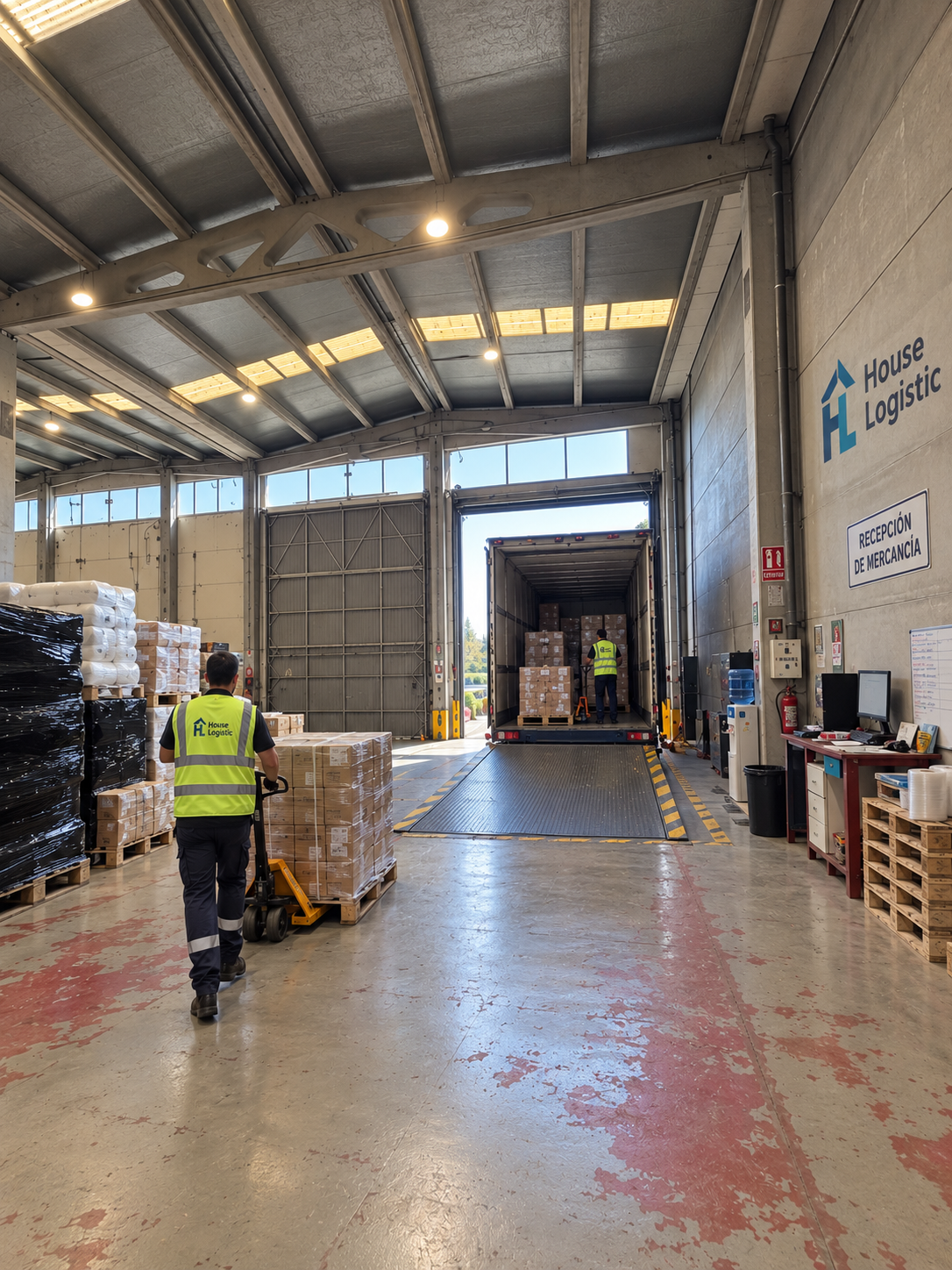Descarga de mercancía en los muelles de recepción de House Logistic